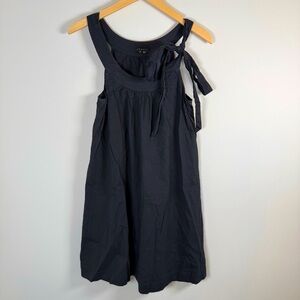 Theory Linen Blend Neck Bow Tie Classic Flowy Summer LBD Mini Dress Black Size 6